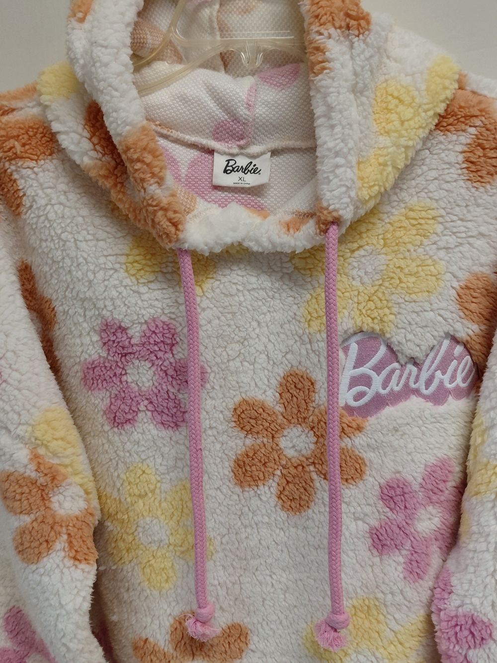 Grayson Threads X *Barbie Offical Floral Sherpa Hoodie Signature Logo Wms Sz XL